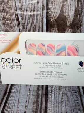Cotton Candy Swirl Color Street Nail Polish Strips Pastel